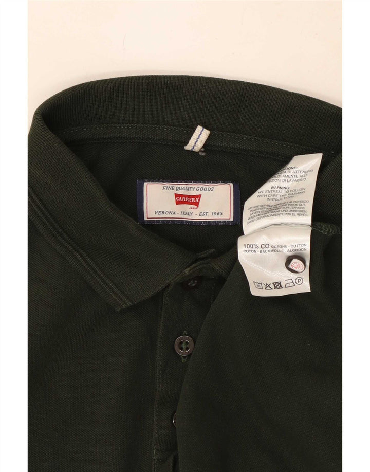 Carrera Mens Long Sleeve Regular Fit Polo Shirt Medium Green Cotton