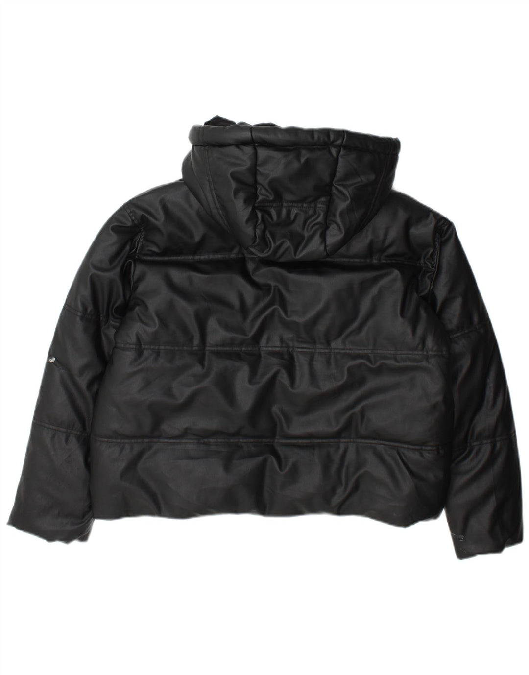 Zara Womens Hooded Loose Fit Padded Jacket UK 10 Small Black Polyester