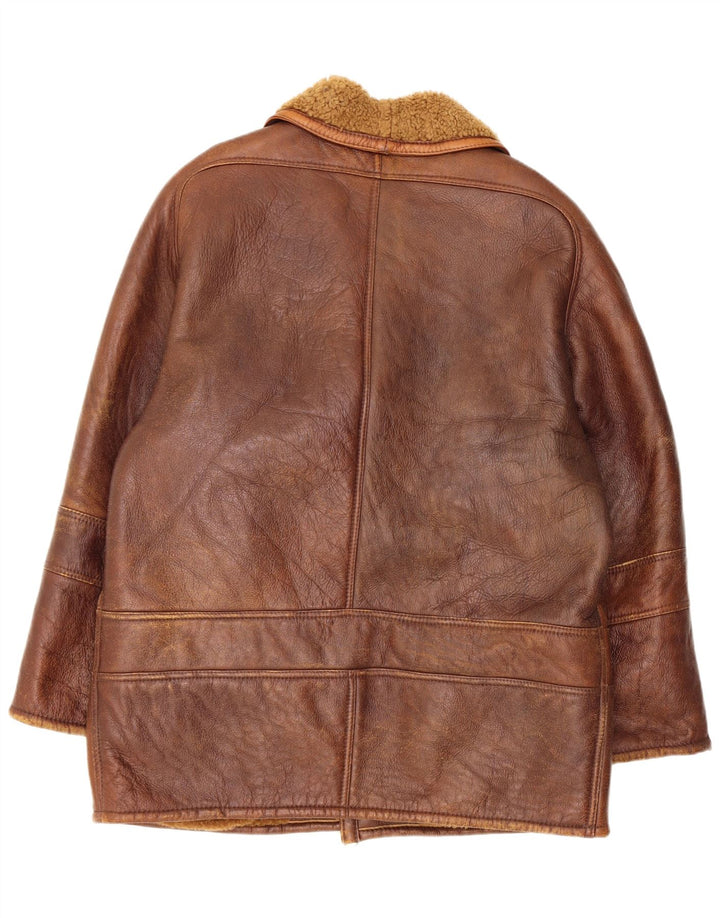 Vintage męska kurtka Shearling IT 52 XL Brązowa kurtka Shearling