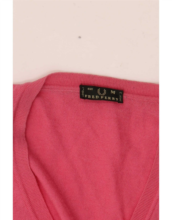 Sweter damski Fred Perry z dekoltem w kształcie litery V, UK 12, średni róż