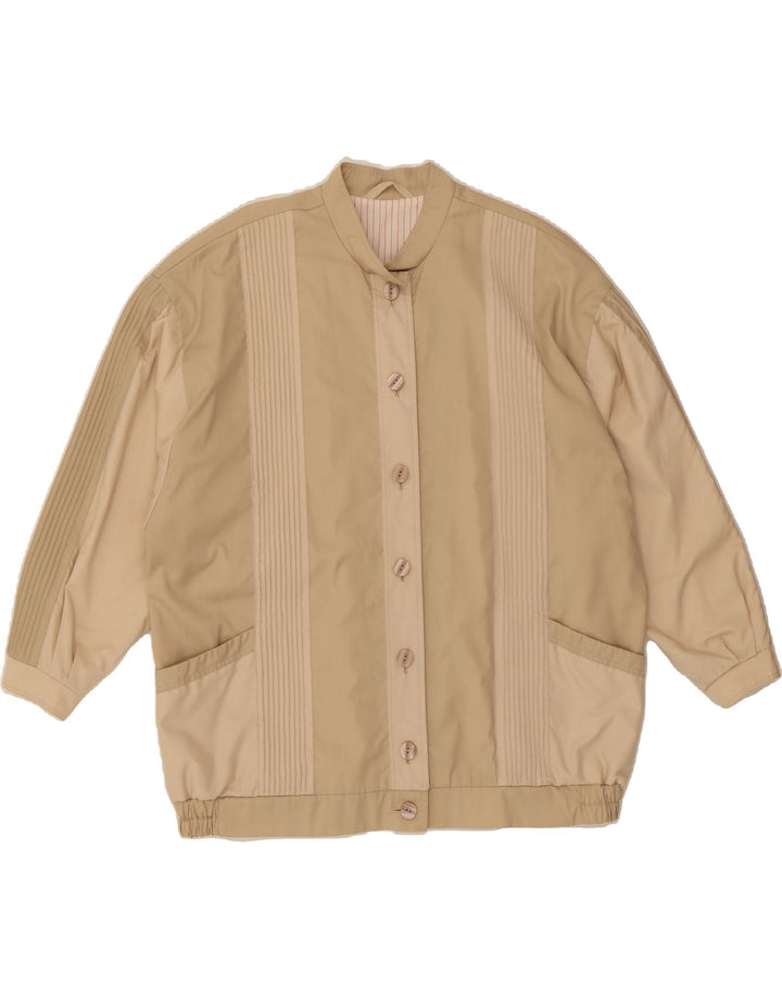 VINTAGE Womens Bomber Jacket UK 20 2XL Beige Striped Vintage Vintage and Second-Hand Vintage from Messina Hembry 
