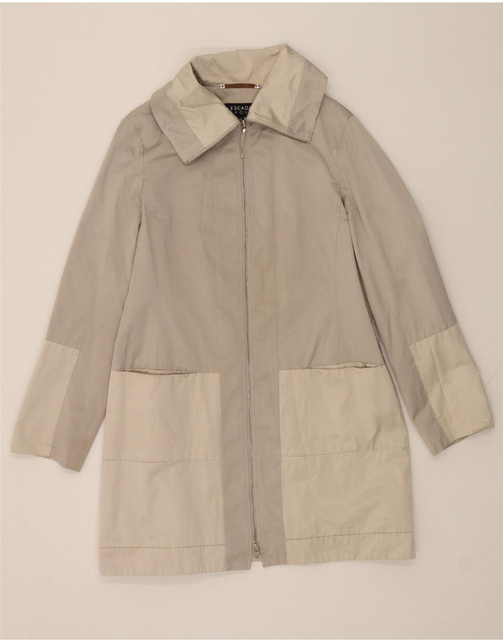 ESCADA Womens Overcoat IT 42 Medium Grey Colourblock Cotton Vintage Escada and Second-Hand Escada from Messina Hembry 