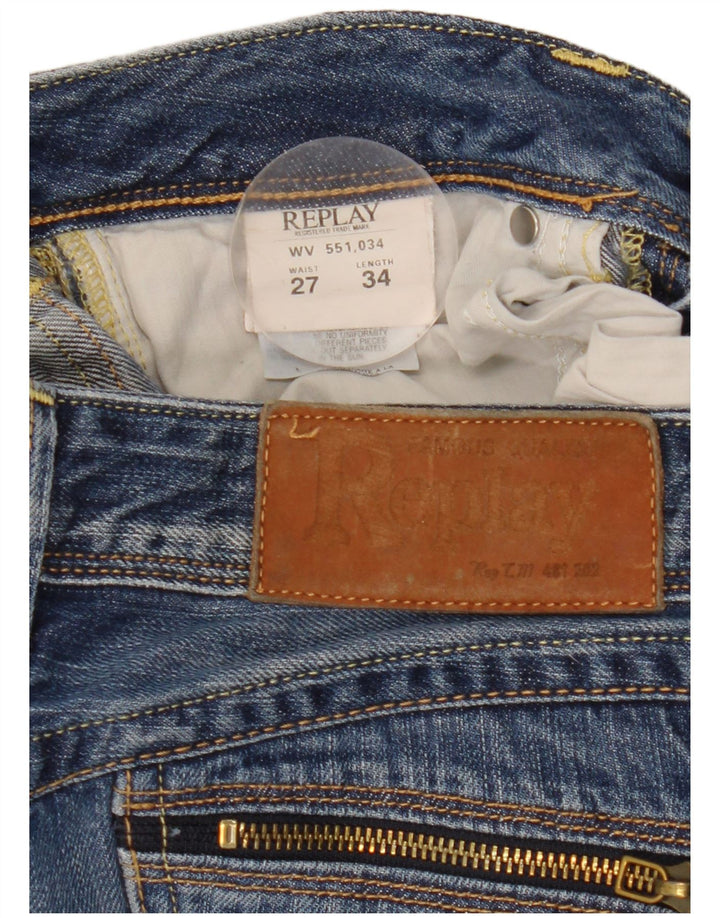 Replay Womens Slim Jeans W27 L34 Blue Cotton