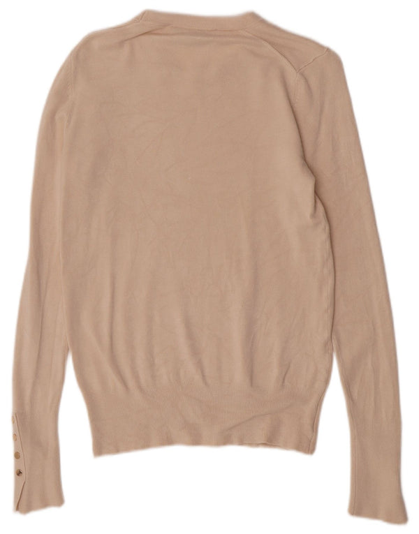 Zara Damen-Pullover mit Rundhalsausschnitt, UK 12, mittelbeige Viskose