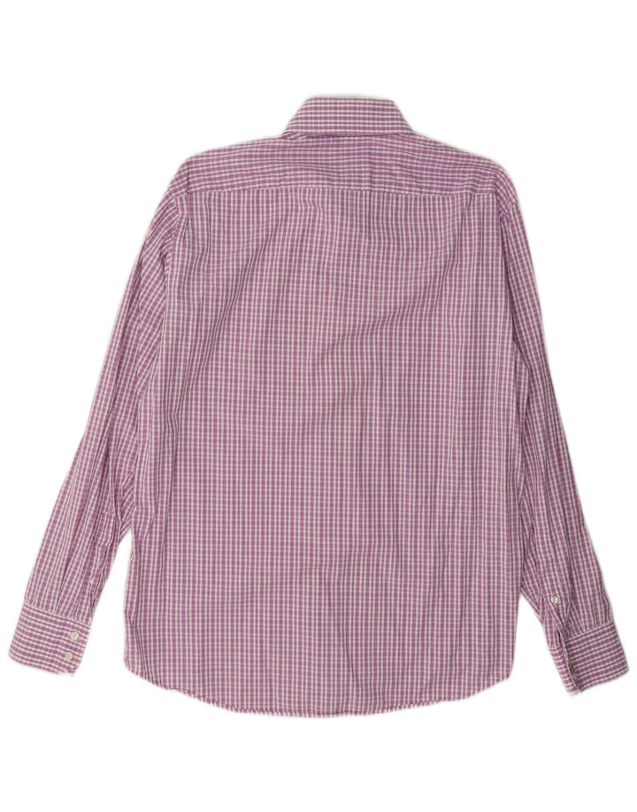 Hugo Boss Mens Regular Fit Shirt Size 41 16 Large Pink Check Cotton