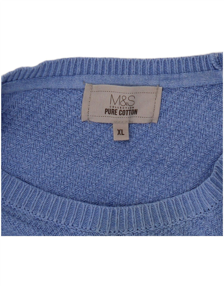 Marks & Spencer Mens Boat Neck Jumper Sweater XL Blue Cotton