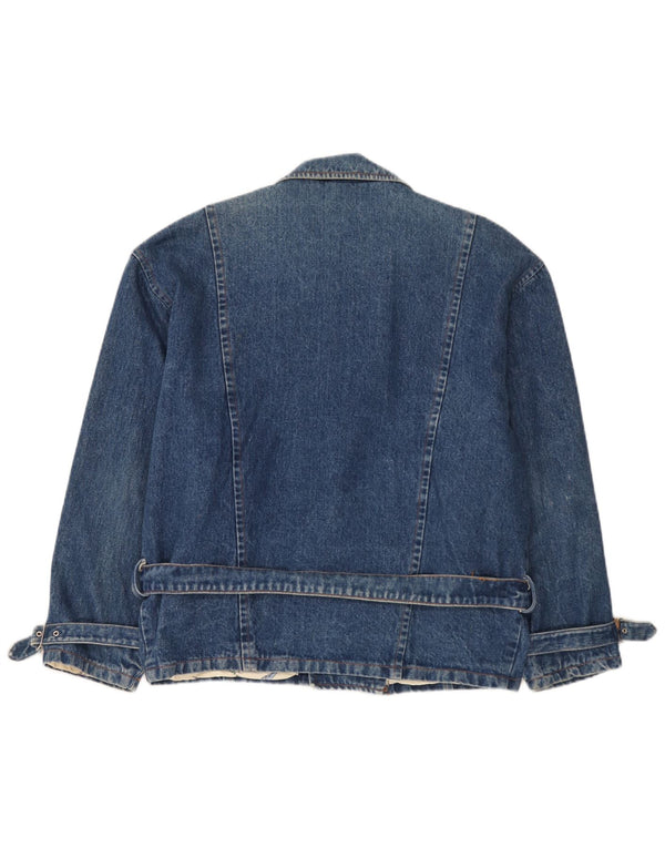 Giacca da motociclista in denim vintage da uomo UK 40 grande blu