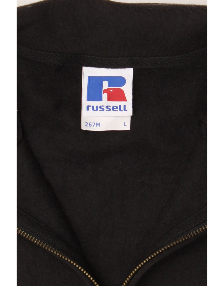 RUSSELL ATHLETIC Womens Graphic Tracksuit Top Jacket UK 16 Large Black Vintage Russell Athletic and Second-Hand Russell Athletic from Messina Hembry 
