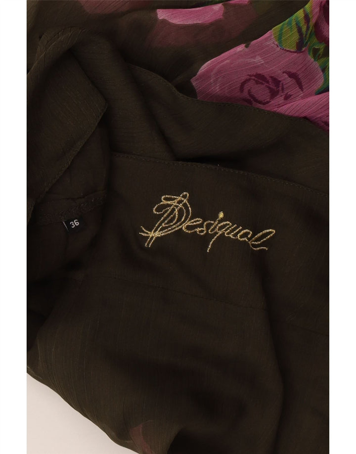 DESIGUAL Womens Bubble Skirt EU 36 Small W30 Khaki Floral Vintage Desigual and Second-Hand Desigual from Messina Hembry 