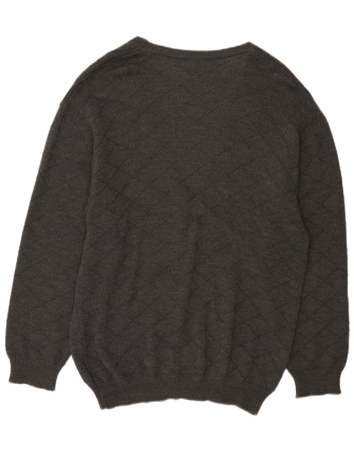 Vintage Womens Cardigan Sweater EU 46 XL Grey Check Polyacrylic