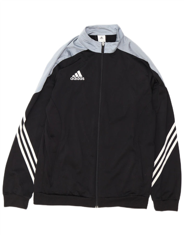 Giacca da tuta da uomo ADIDAS grande in poliestere color block nero