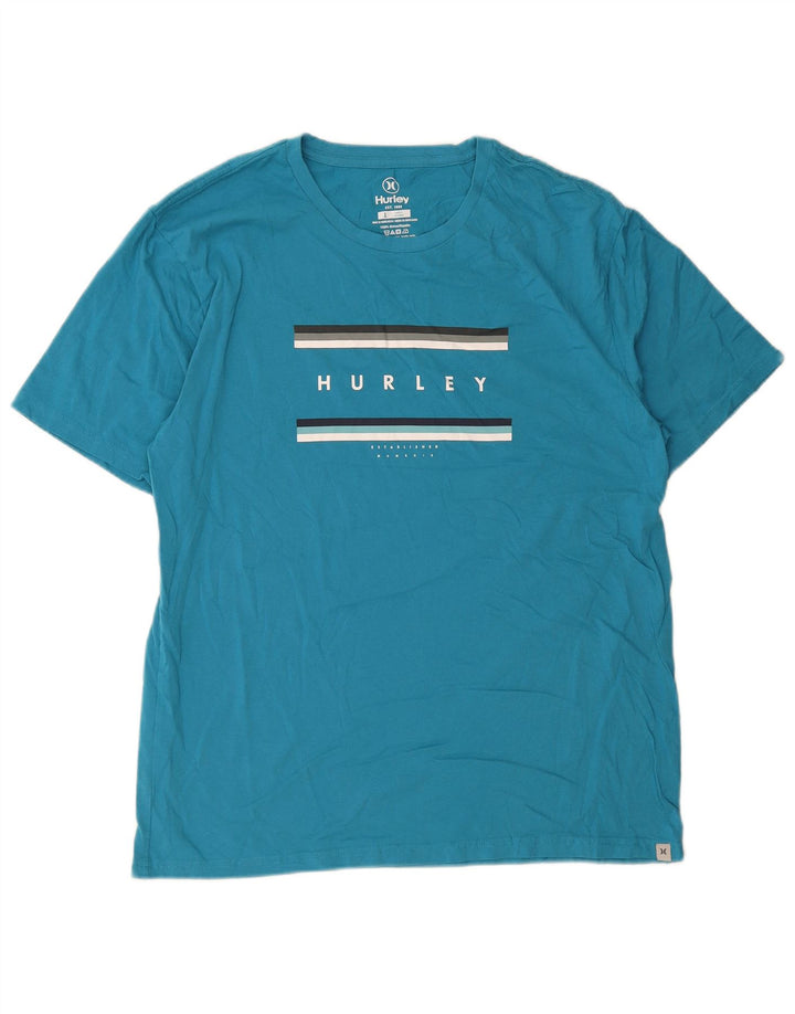 Hurley Mens Graphic T-Shirt Top Large Blue Cotton