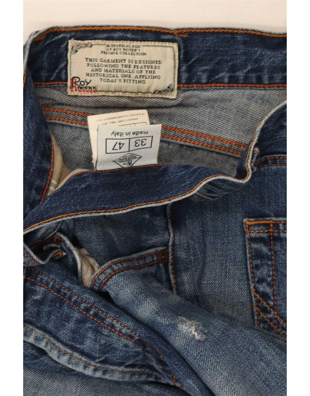 Roy Rogers Herren Slim Jeans IT 47 Medium W33 L33 Blaue Baumwolle