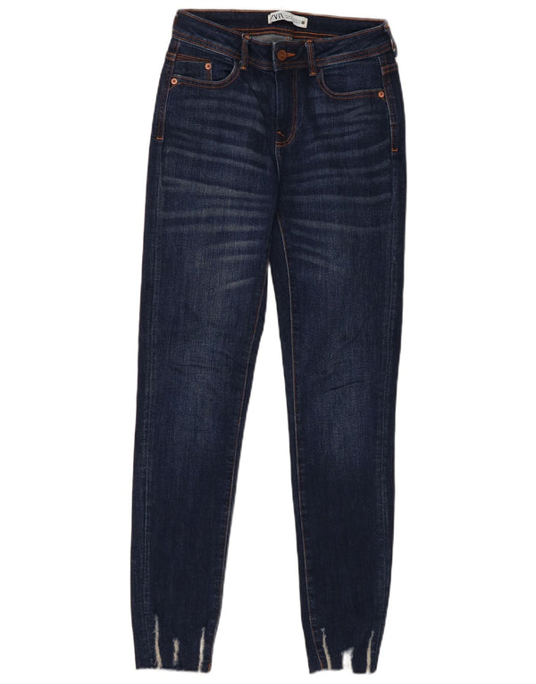 Zara Womens Skinny Jeans EU 34 2XS W24 L28 Navy Blue Cotton