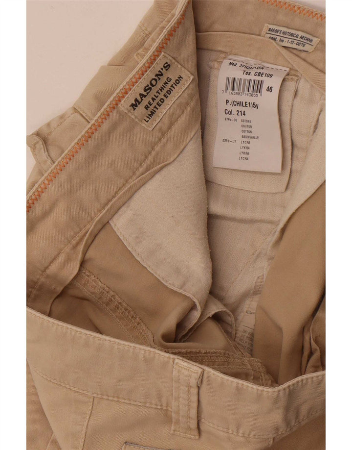 Mason's Mens Slim Cargo Trousers W31 L34 Beige Cotton