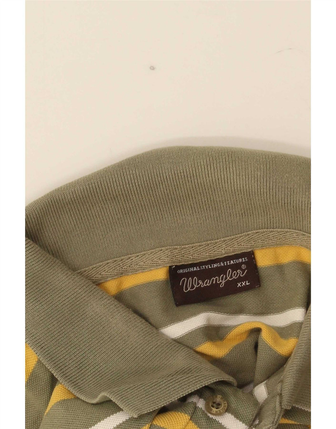 Wrangler Mens Polo Shirt 2XL Khaki Striped