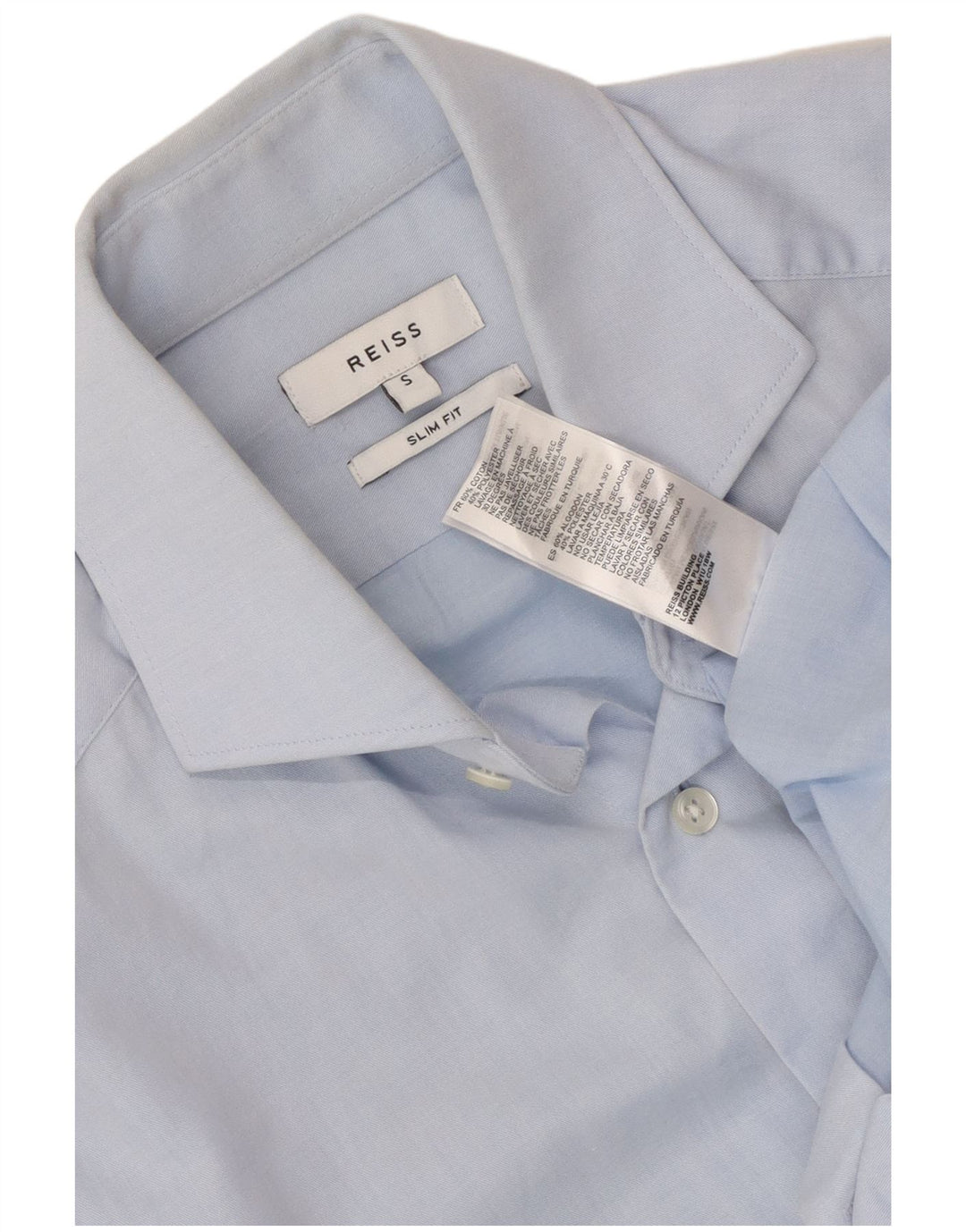 Reiss Mens Slim Fit Shirt Small Blue Cotton