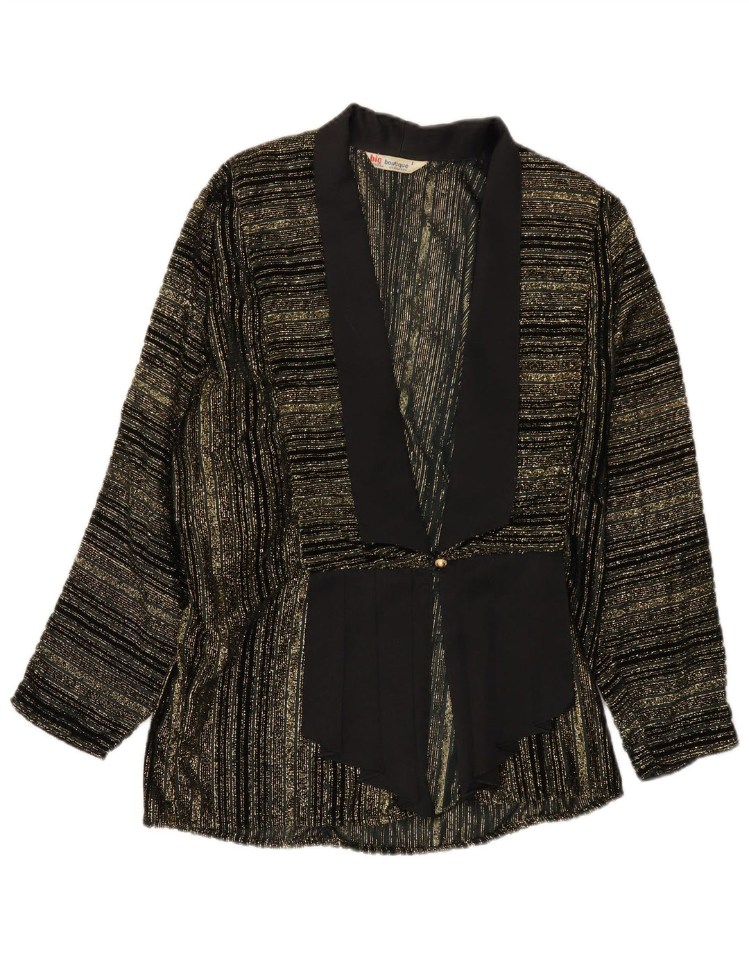 vintage Femmes 1 Bouton Blazer Veste UK 16 Grand Noir Rayé