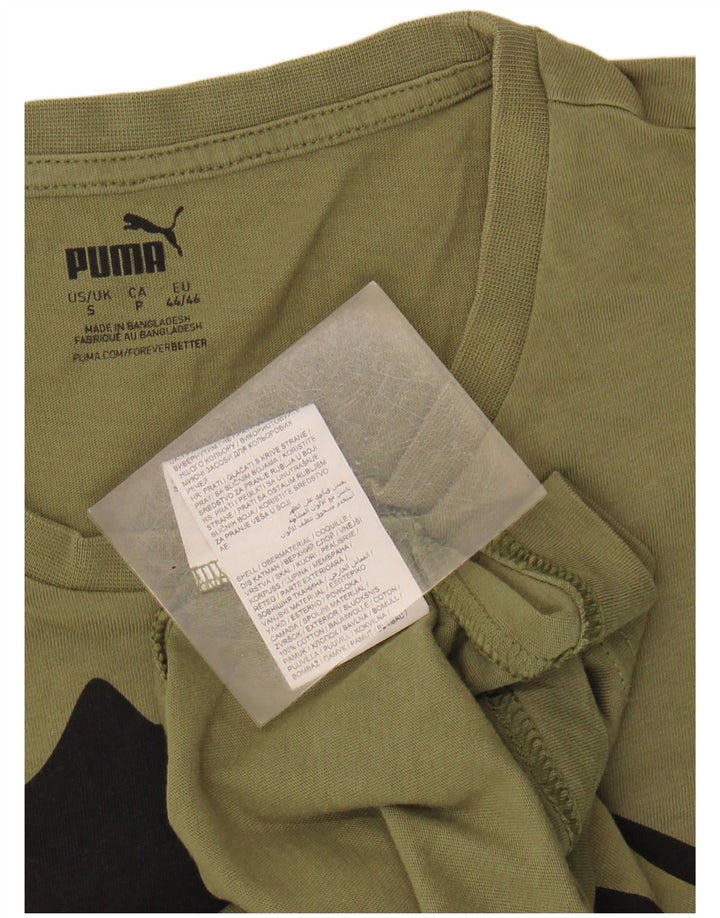 PUMA Mens Graphic T-Shirt Top Small Khaki Cotton