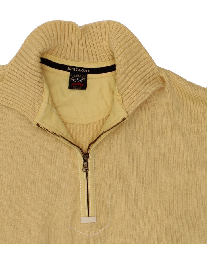 PAUL & SHARK Mens Zip Neck Jumper Sweater 3XL Yellow Wool
