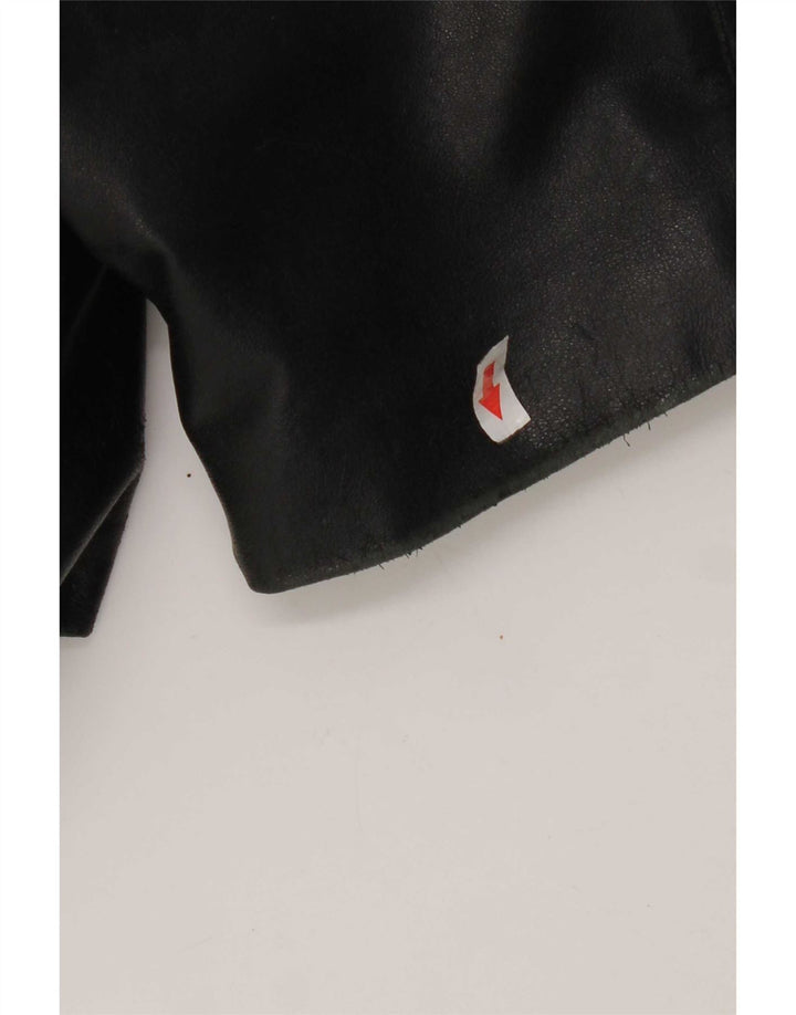 Giacca blazer in pelle vintage da uomo a 3 bottoni UK 40 grande nera