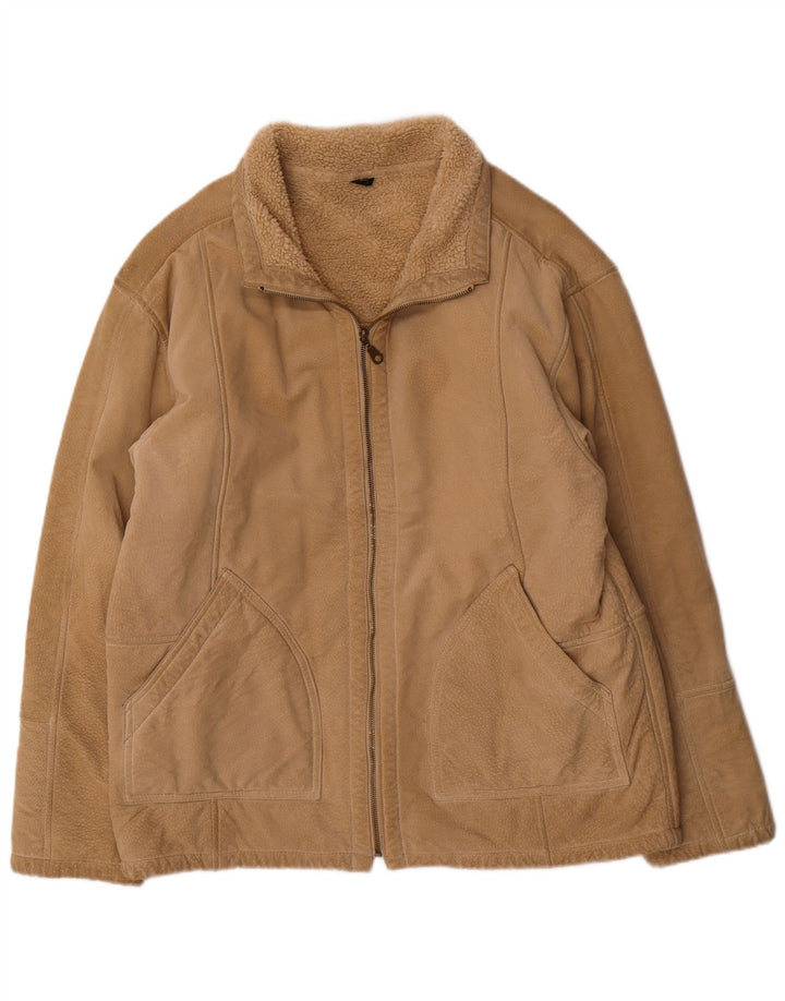 Giubbotto bomber in shearling da uomo vintage UK 38 Shearling beige medio