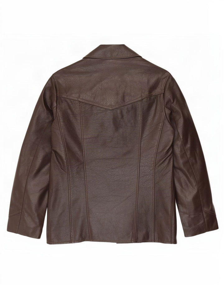 Jaqueta de couro masculina vintage UK 36 pequena marrom