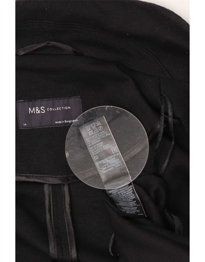 Marks & Spencer Womens Overcoat UK 14 Large Black Polyester