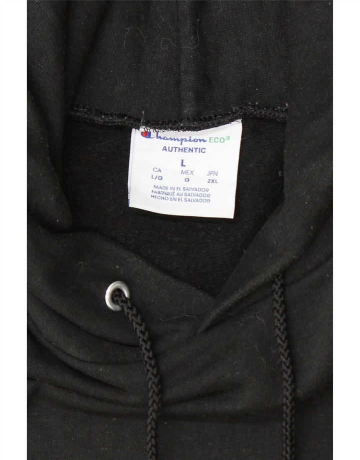 CHAMPION Mens Hoodie Jumper Large Black Cotton