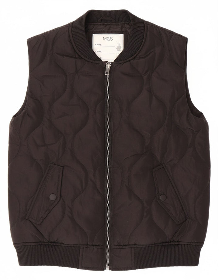 MARKS & SPENCER Boys Padded Gilet 11-12 Years Black Polyester
