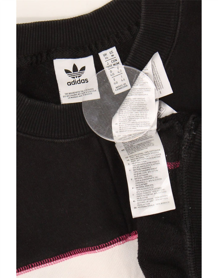 ADIDAS Womens Oversized Sweatshirt Jumper UK 14 Large  Black Colourblock Vintage Adidas and Second-Hand Adidas from Messina Hembry 