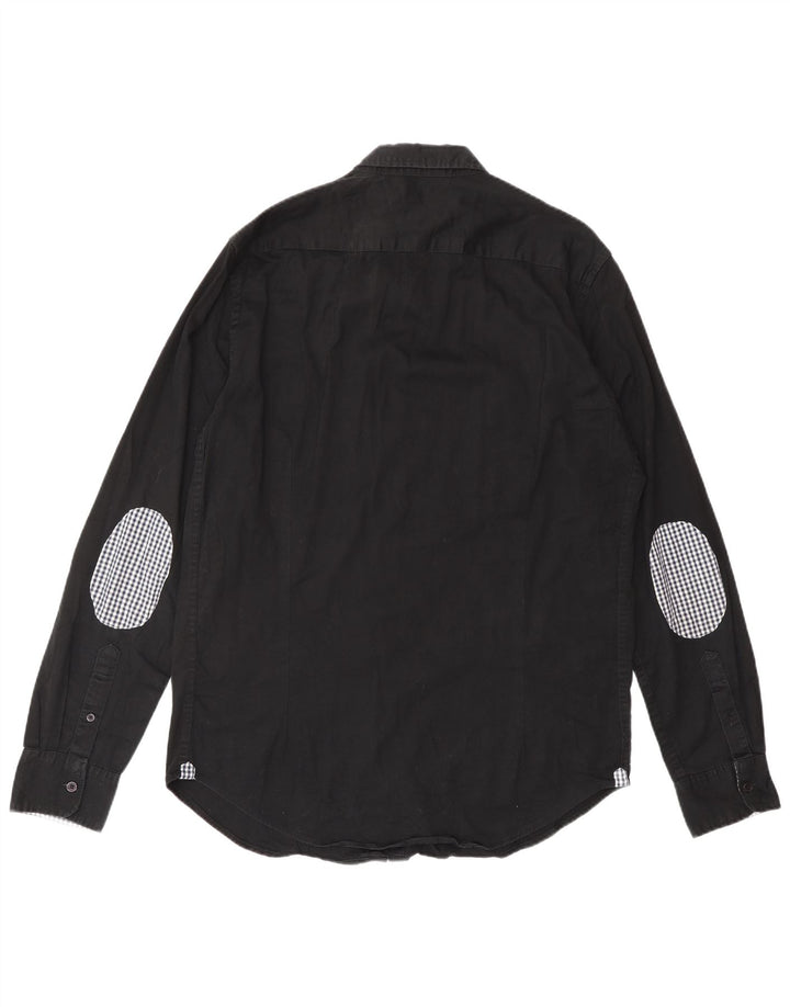 MASSIMO DUTTI Mens Shirt EU 40 Medium Black Colourblock Cotton