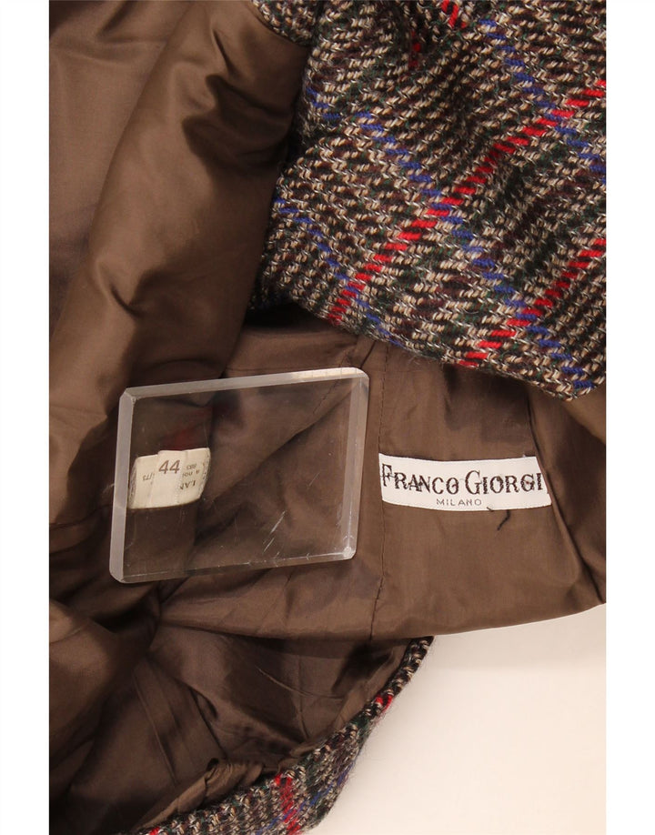 Vintage dame 2-knaps blazerjakke IT 44 Medium Brown Houndstooth Uld