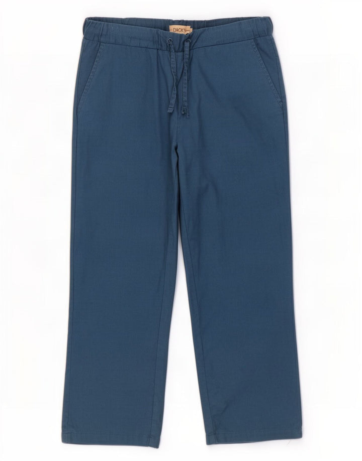 Dack's Mens Straight Chino Trousers Small W32 L25 Blue Cotton