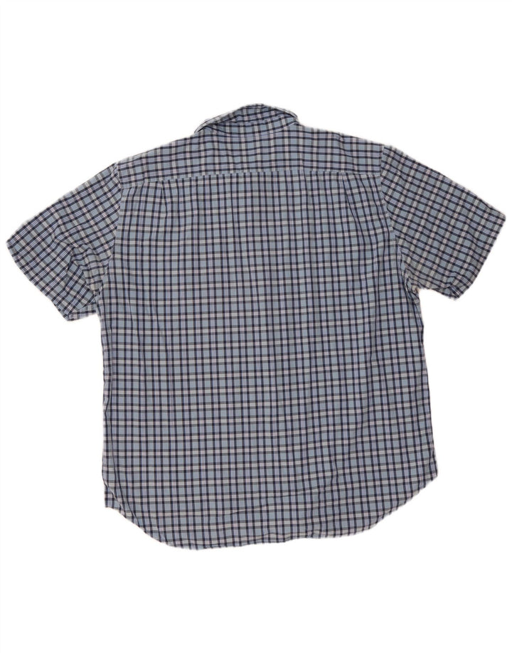 Nautica Mens Short Sleeve Shirt 2XL Blue Check Cotton