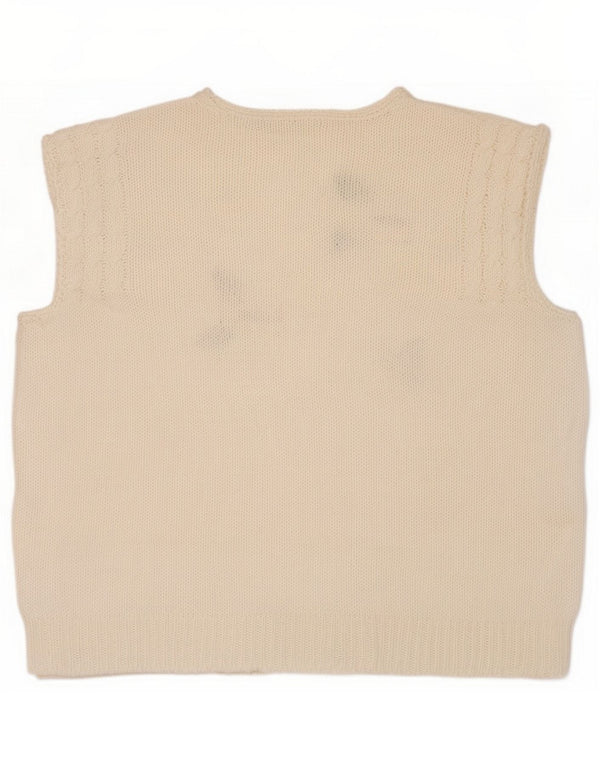 Vintage Damen Crop Vest Tank Top UK 14 Large White Floral