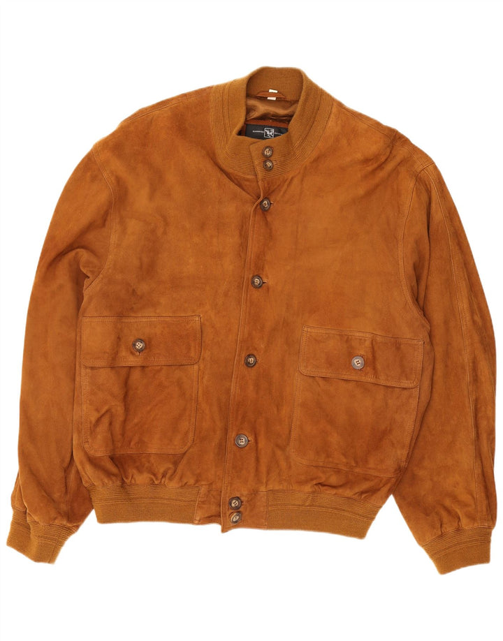 Vintage hombres ante bomber chaqueta IT 54 2XL cuero beige
