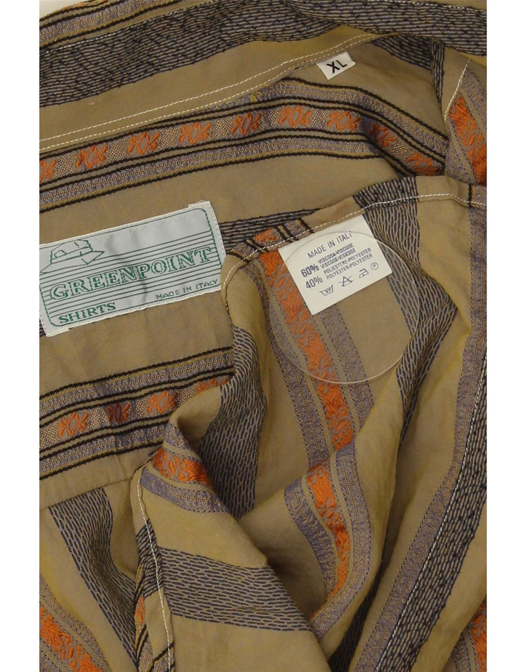 Vintage herreskjorte XL Khaki stribet viskose
