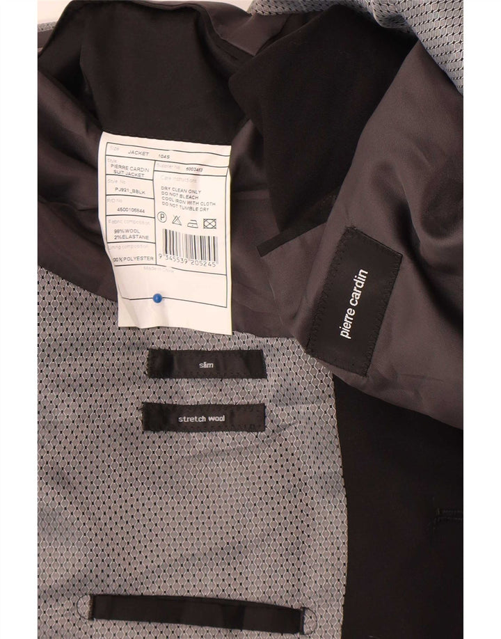 Pierre Cardin Mens 2 Button Slim Blazer Jacket UK 38 Medium Black Wool