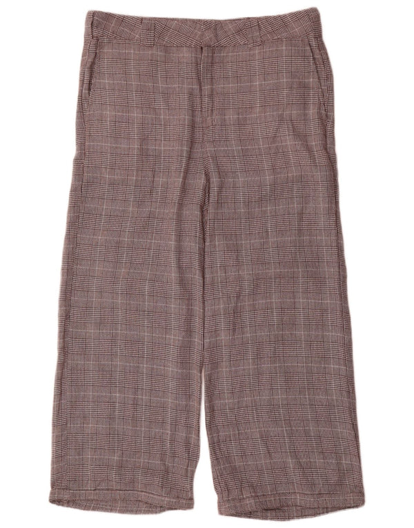 Dickies Dame Relaxed Fit Cropped Trousers US 14 XL W34 L26 Brun Plaid