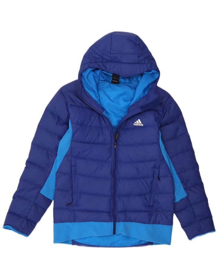 Adidas Mens Hooded Padded Jacket UK 40/42 Medium Blue Colourblock