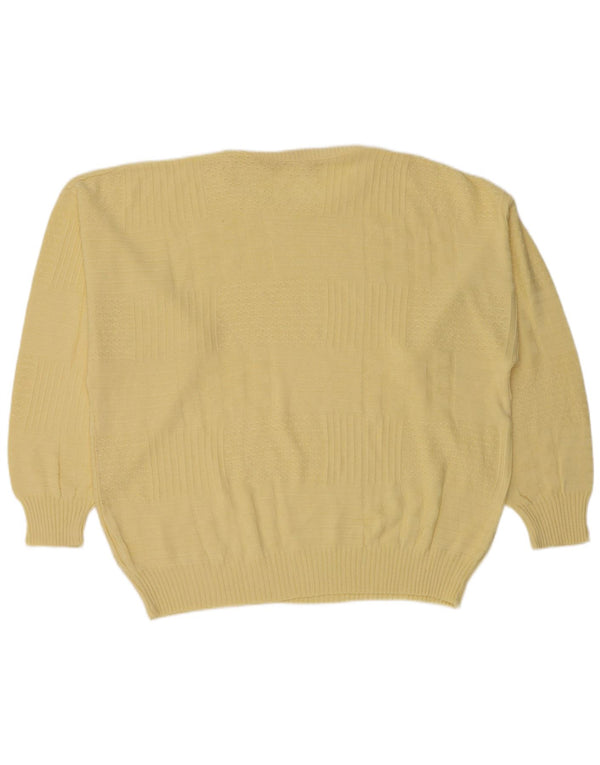 Vintage Mens Crew Neck Jumper Sweater IT 50 Medium Yellow Polyacrylic