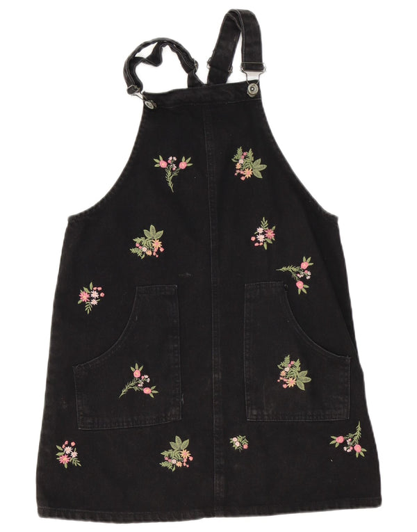 Abito salopette in denim per ragazze Zara 13-14 anni in cotone floreale nero