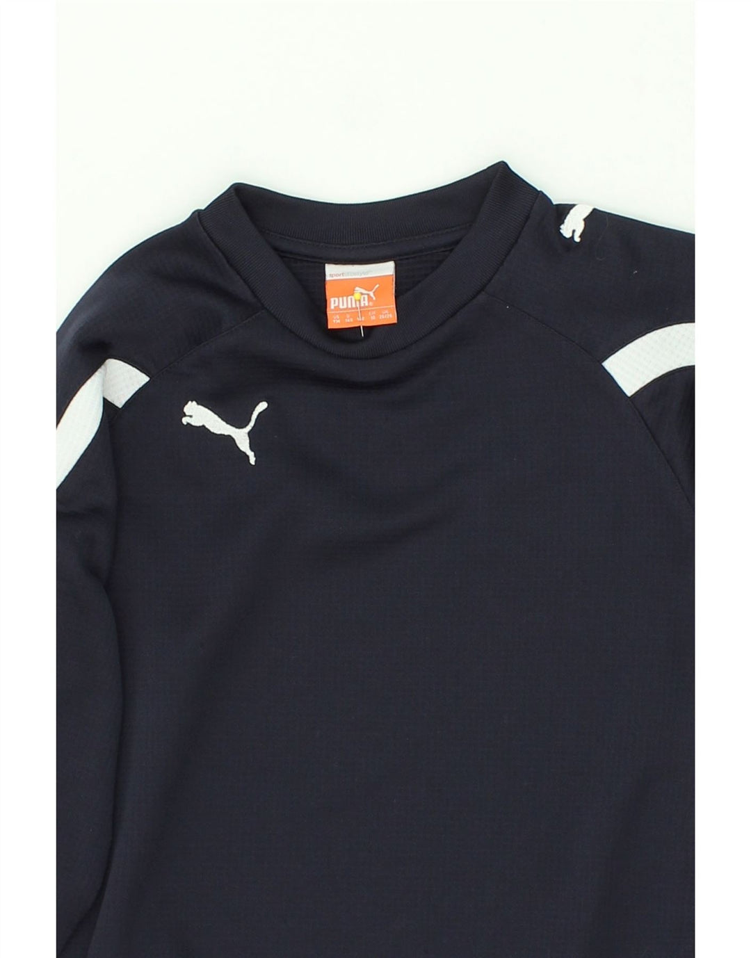 PUMA Boys Graphic Sweatshirt Jumper 9-10 Years Medium Navy Blue Vintage Puma and Second-Hand Puma from Messina Hembry 