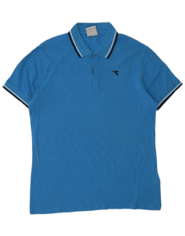 Diadora Polo Homme Bleu Moyen Coton