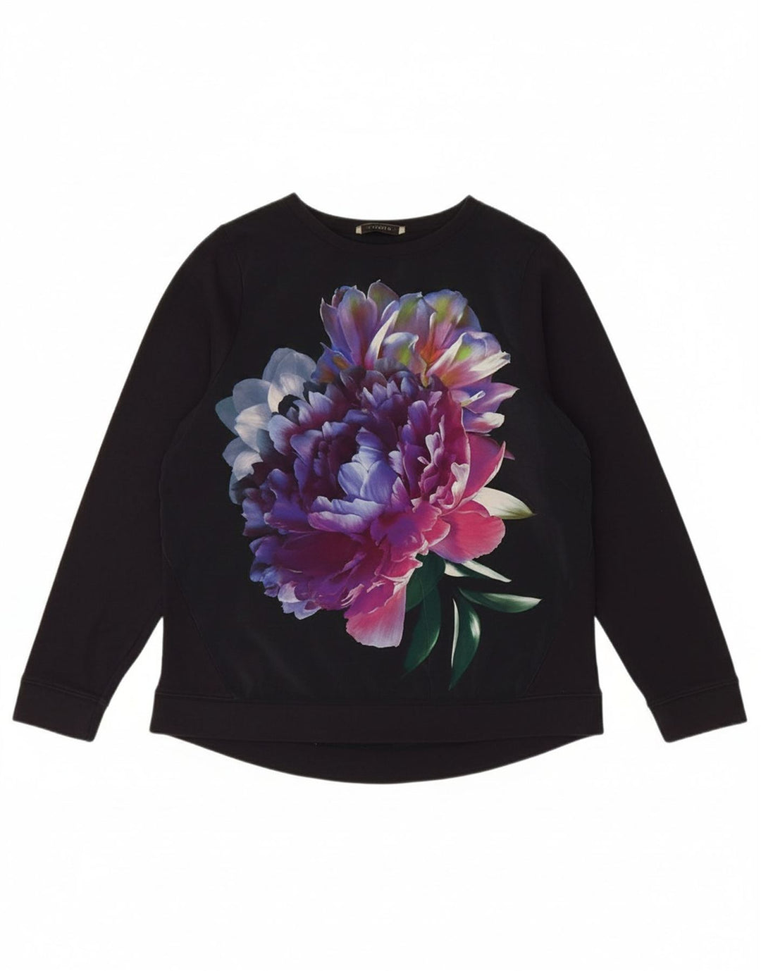 OASIS Womens Graphic Sweatshirt Jumper UK 14 Medium Navy Blue Floral