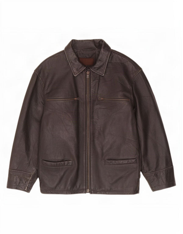 Bomb Boogie Mens Leather Jacket UK 36 Small Brown