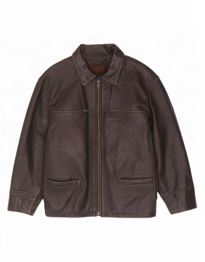 Bomb Boogie Mens Leather Jacket UK 36 Small Brown