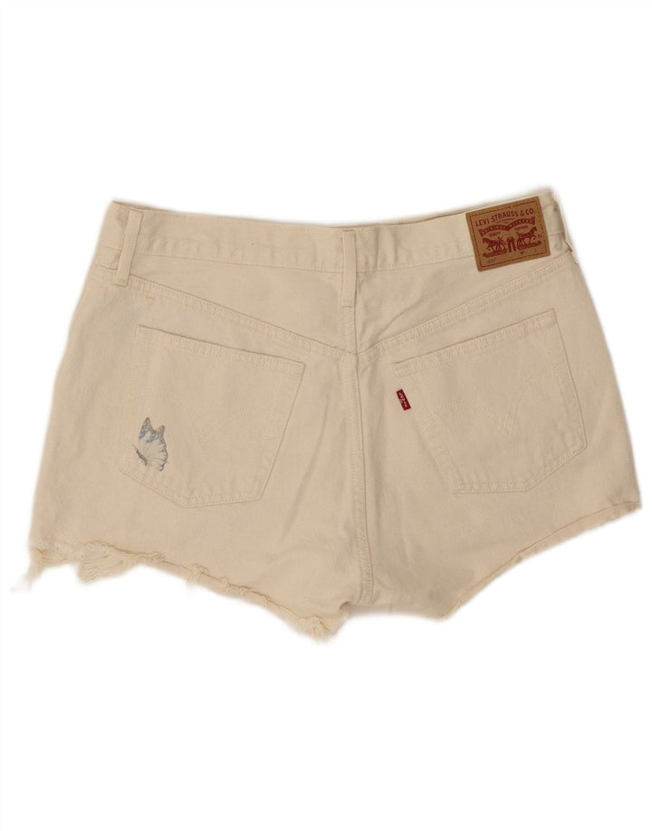 Levi's Womens 501 High Rise Denim Shorts W31 Medium Off White Butterfly