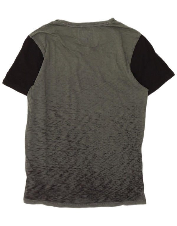 Guess Mens Graphic T-Shirt Top Small Green Colourblock Cotton
